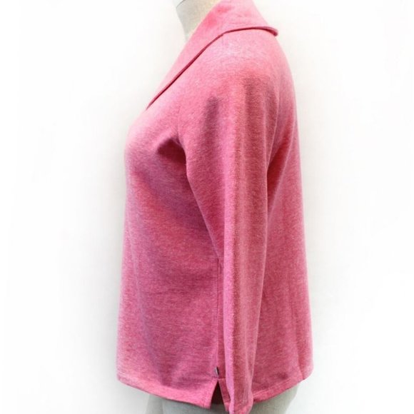 TALBOTS Plus Pink Heather FEATHERWEIGHT FLEECE WRAP NECK PULLOVER Top 3X - Picture 4 of 7